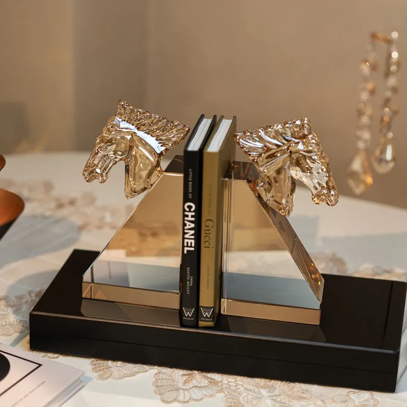 Horse Shaped Crystal Book End - Brown media 1