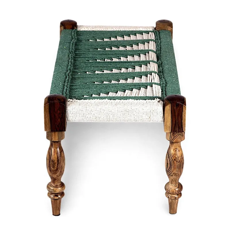 Firox Sheesham Wooden Bench - Green,White media 4