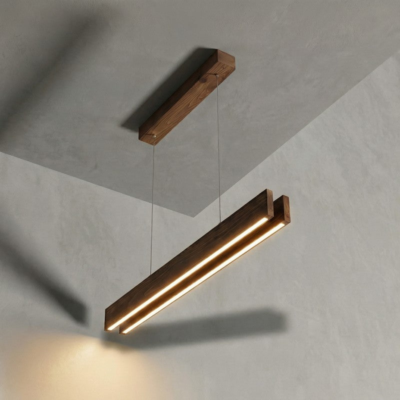 Galatea Linear LED Wooden Ceiling Lamp - Brown media 6