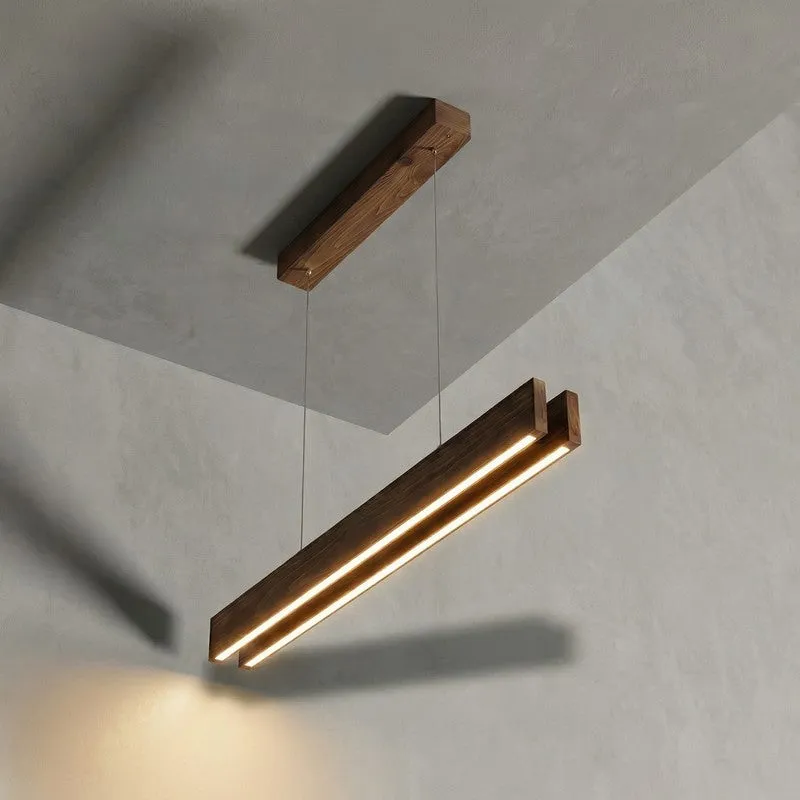 Galatea Linear LED Wooden Ceiling Lamp - Brown media 6