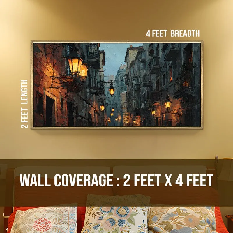 Lanterned Way Canvas Wall Painting With Frame media 9