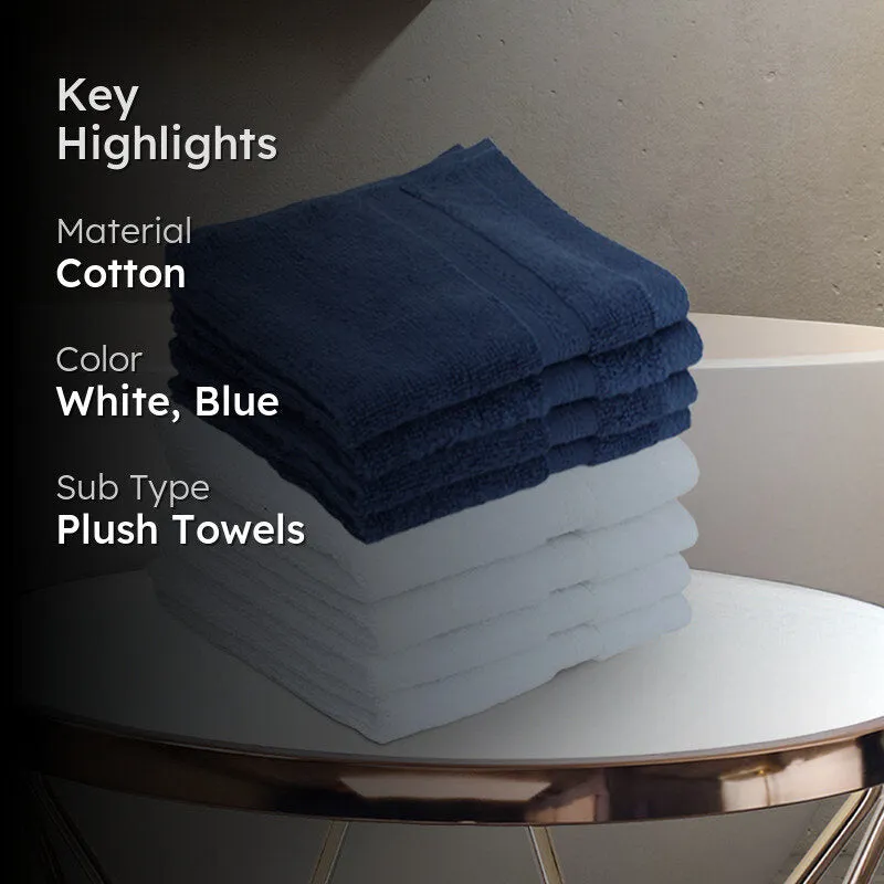 Miorah Face Towel (White & Blue) - Set Of Eight media 2