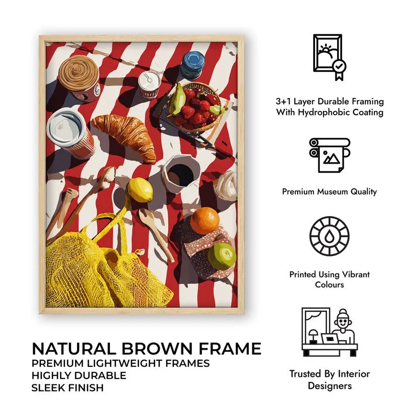 Ocean Platter Canvas Wall Painting - Brown Frame media 10
