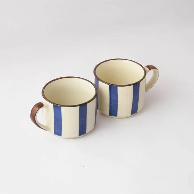 Stripe Ceramic Tea Cup (150 mL) - Two Piece Set media 3