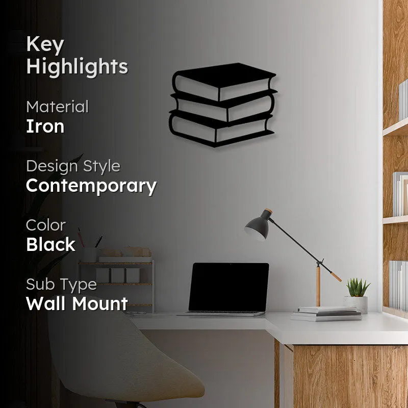 Stack Of Books Black Iron Wall Accent media 2