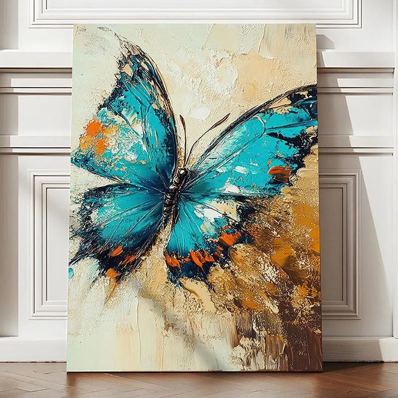 Papillon Bleu Canvas Modern Wall Art media 4