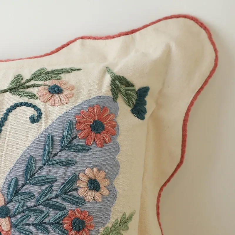 Whimsy Flutters Embroidered Cotton Cushion Cover media 5