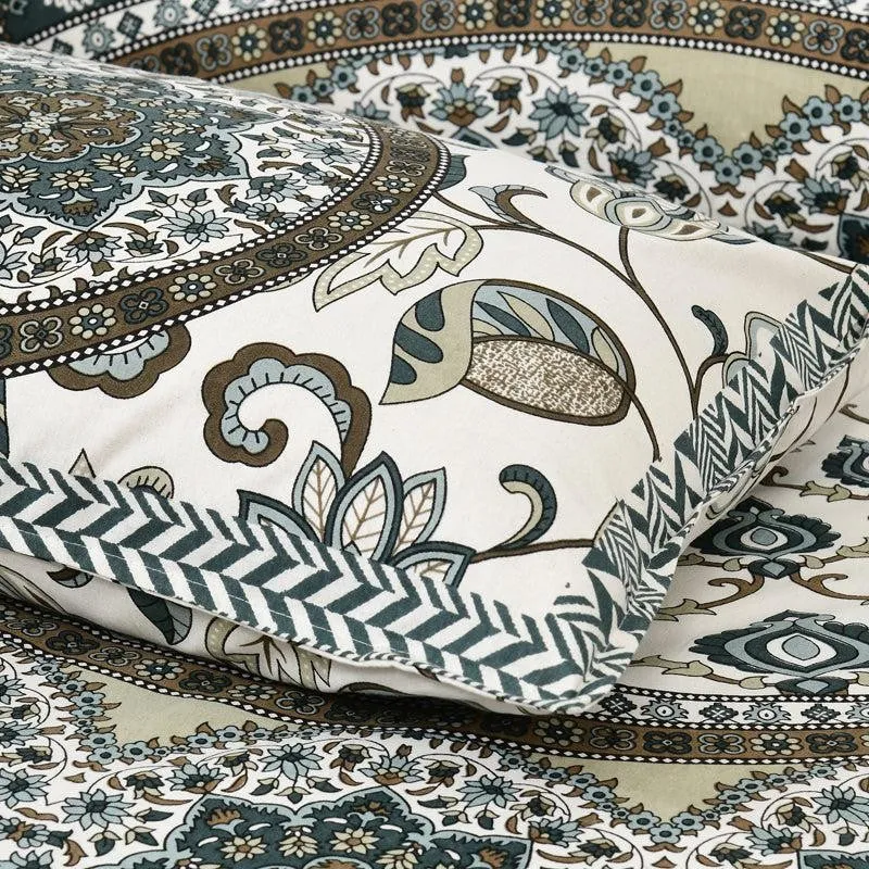Niranja Ethnic Cotton Flat Bedsheet (Green) - 160 TC media 7