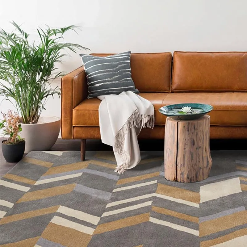 Alcinous Hand Tufted Geometric Wool & Nylon Carpet - Grey media 8