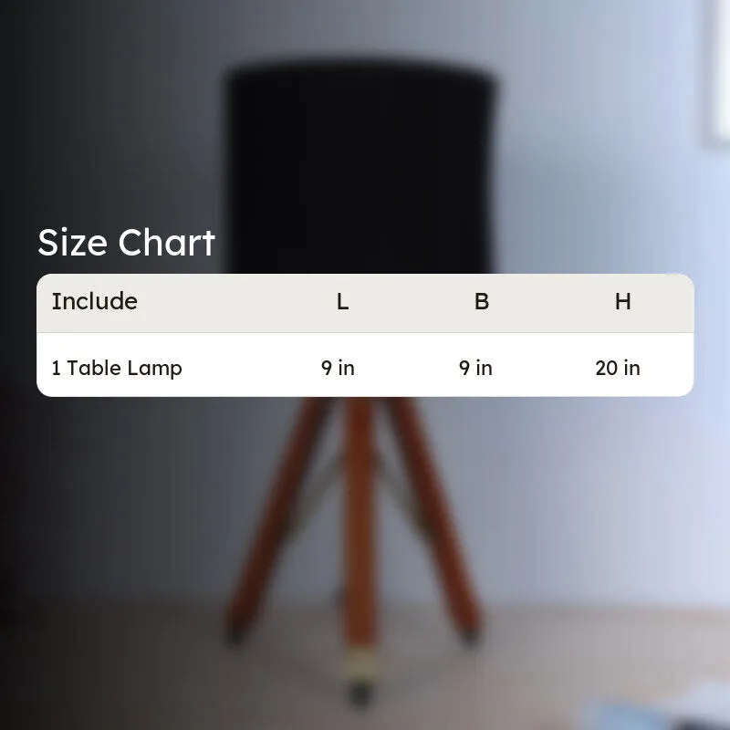Urbane Fold Solid Tripod Mango Wood Table Lamp - Black,Brown media 6