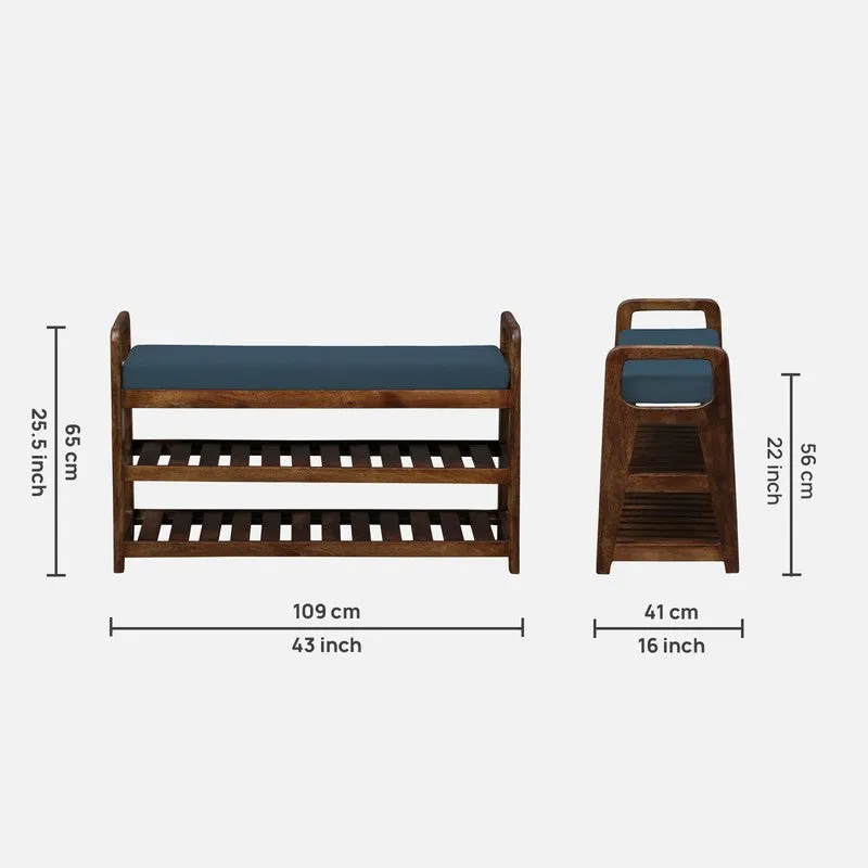 Sole Nest Mango Wood Shoe Rack - Blue media 11