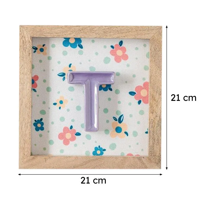 (T) Mini Mottled Mono Ceramic & Wooden Wall Accent - Purple media 6