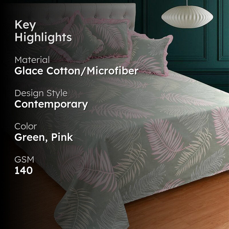 Fern Fancy Frilled Cotton Microfiber Bedding Set - Five Piece Set media 2