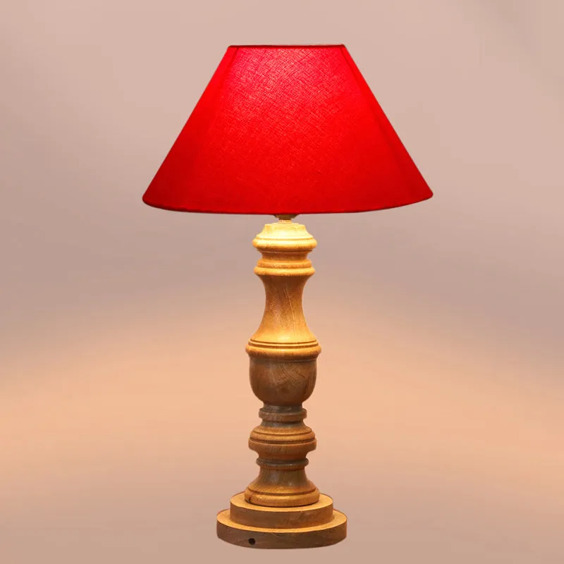 Cotin II Carve Wooden Table Lamp - Red,Brown media 4