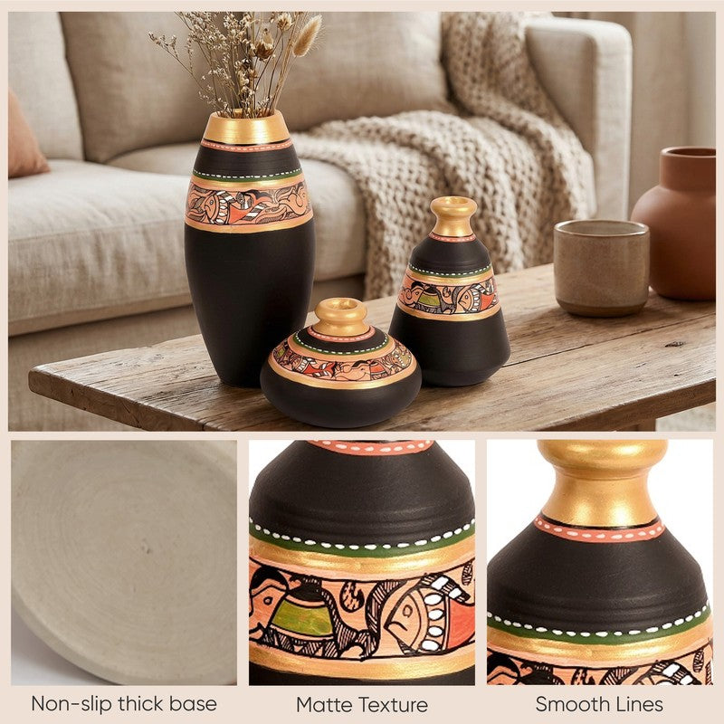 Poshell Tribal Terracotta Vase - Set Of Three media 8