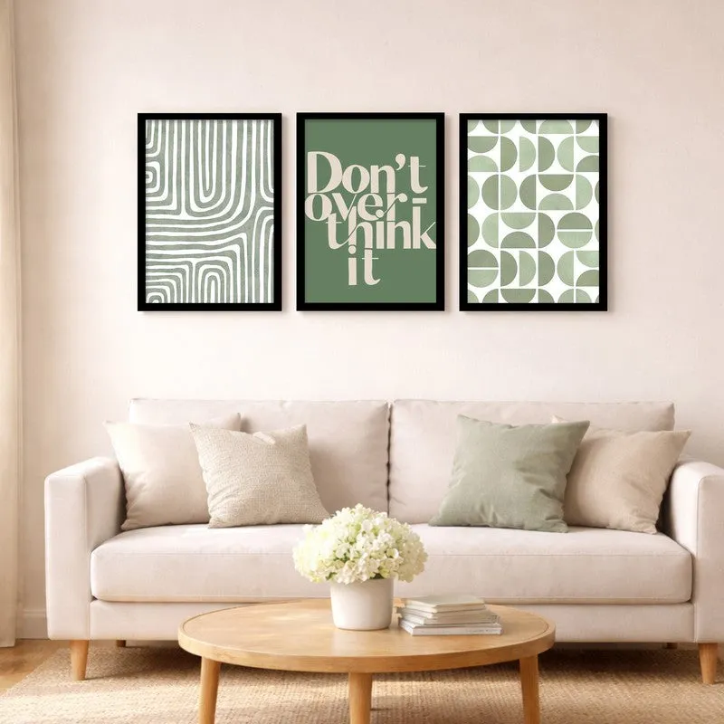 Dont Over Think It Paper Wall Painting With Frame - Set Of Three media 4