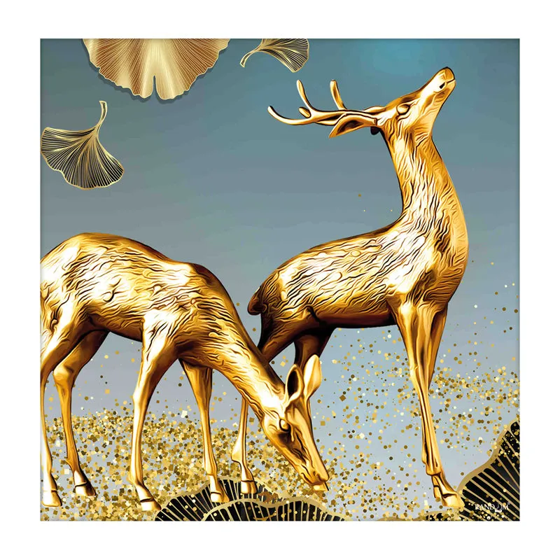 Golden Stags Canvas Wall Painting media 6