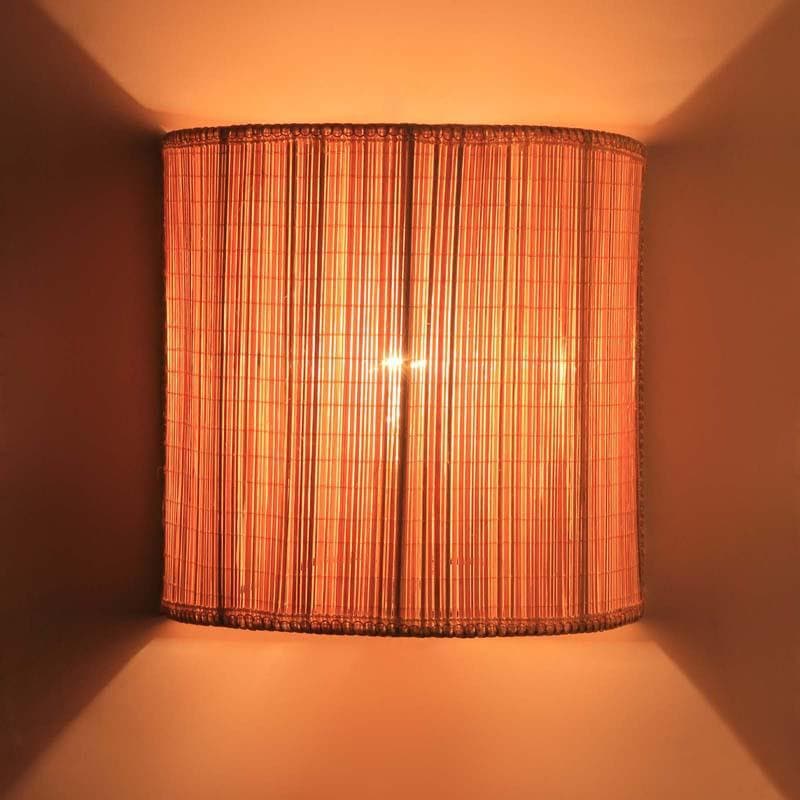 Cylindrical Floating Bamboo Wall Lamp - Beige media 5