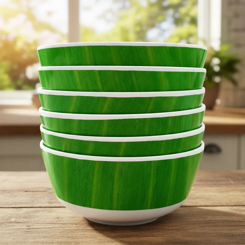 Banana Leaf Melamine Snack Bowls (300 mL Each) - Set of Six media 3