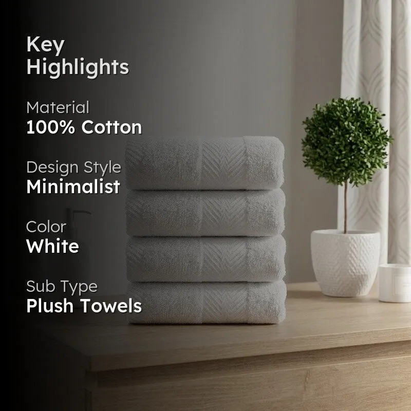 PlushAura Cotton Face Towel (White) - Set Of Four media 2