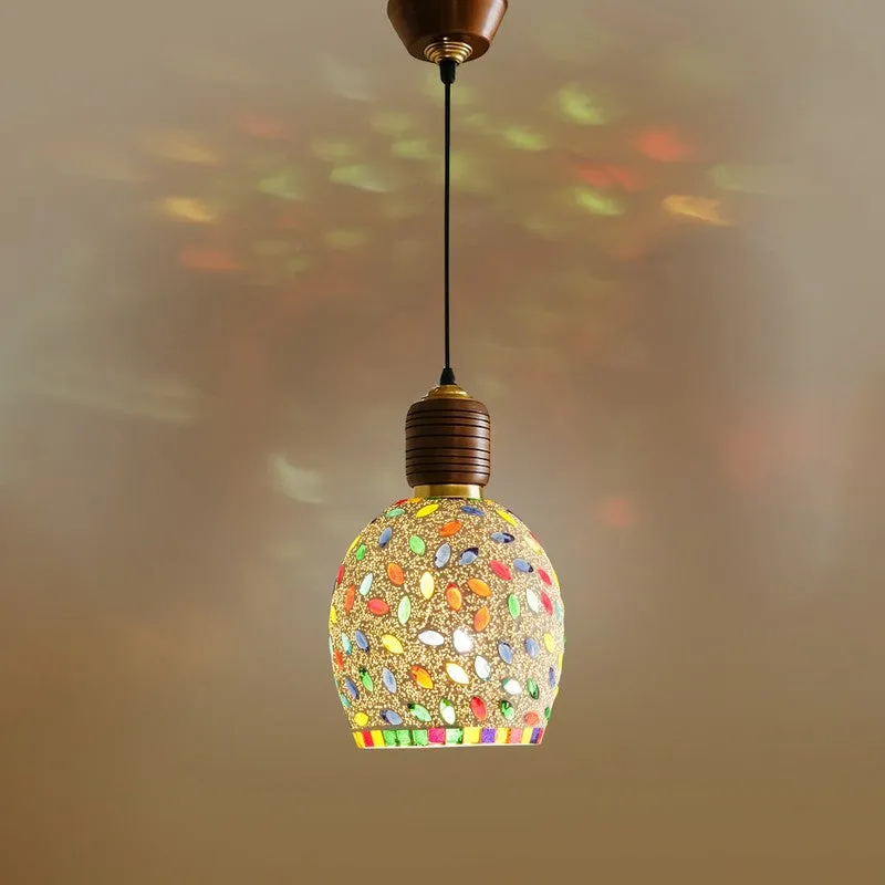Mosaic Arc Pendant Wooden Ceiling Lamp media 6