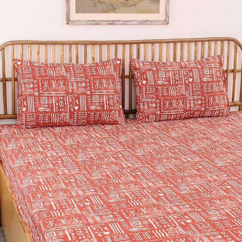Gamathi Cotton Bedsheet (Red) - 144 TC media 1