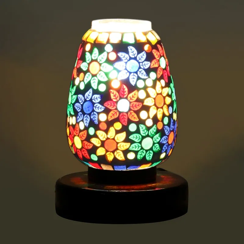 Aurelinea Glass Table Lamp With Wooden Base - Multicolor media 6