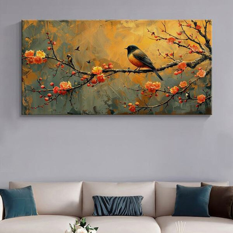 Springtime Blossom with Bird Wall Painting
