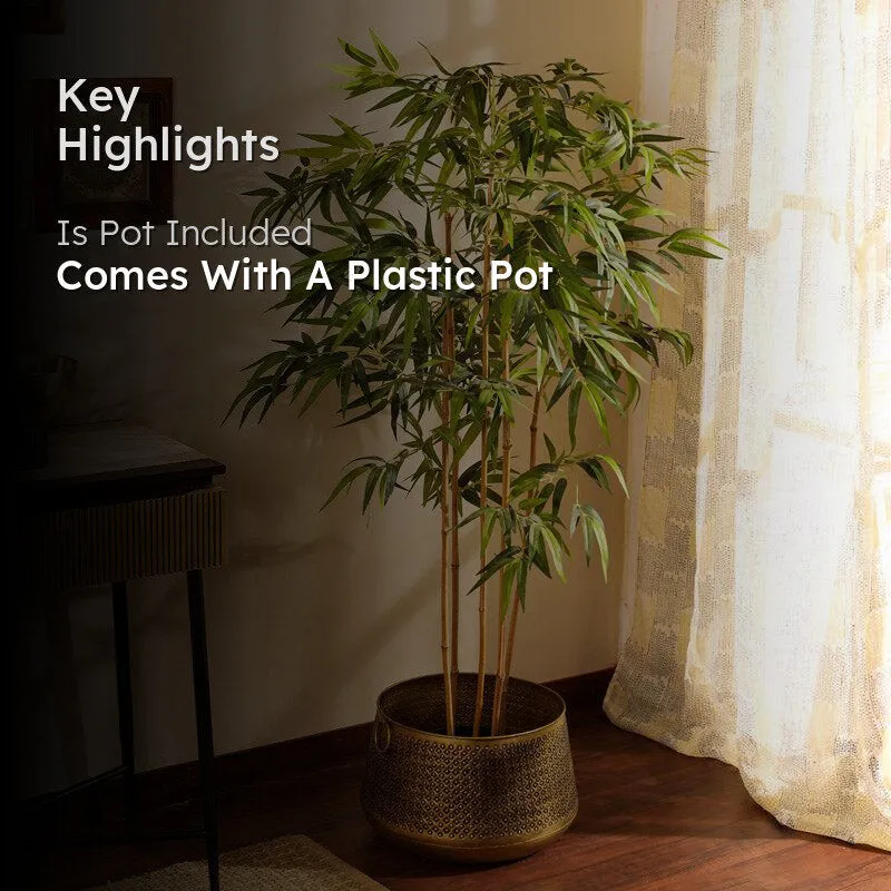 Artificial Realistic Bamboo Plant With Black Plastic Pot - 4.9 Feet media 2