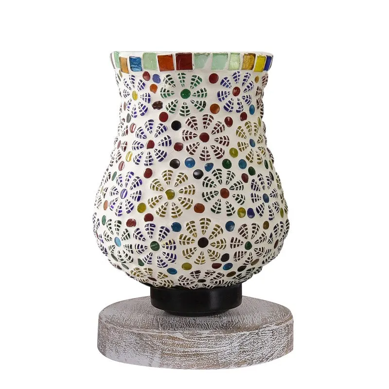 Flairion Mosaic Glass Table Lamp With Wooden Base - Multicolor media 5