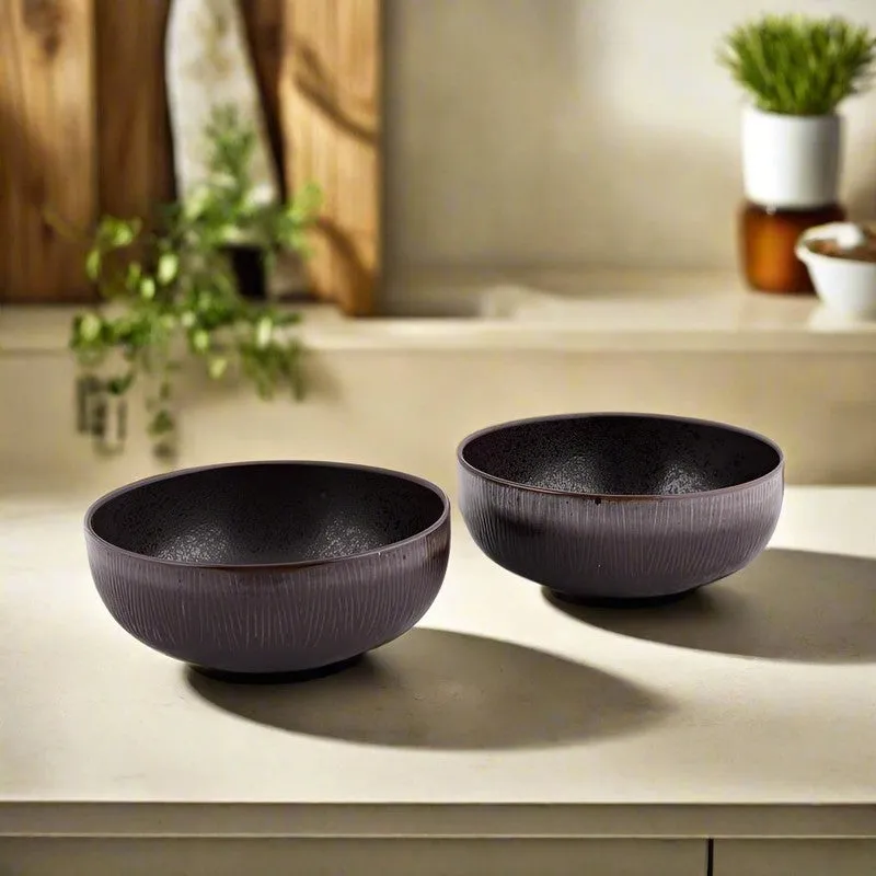 Rustic Brown Serving Bowl - Set Of Two media 1