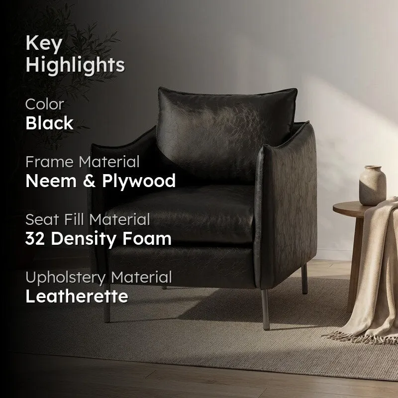 Sculpta Neem Wood Accent Chair - Black media 2