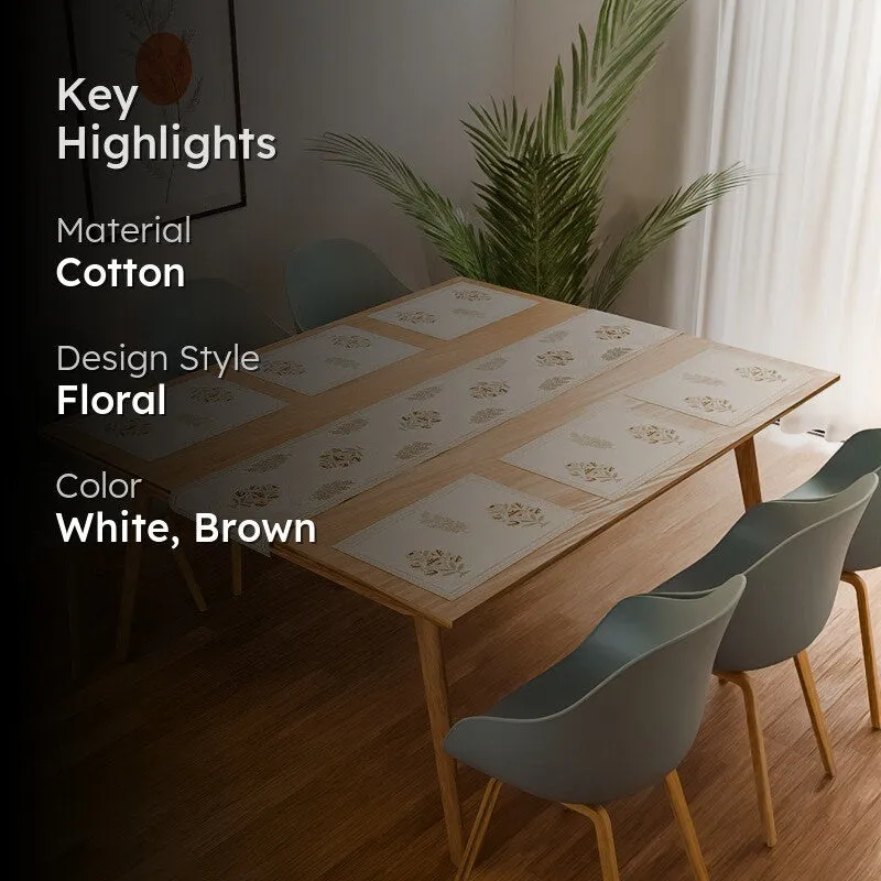 Earthy Elegance Cotton Table Linen Set (Brown) - Seven Piece Set media 2