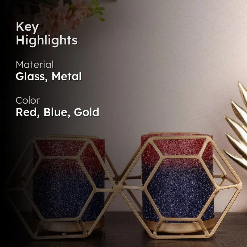 Suzette Double Votive - Blue & Red media 2