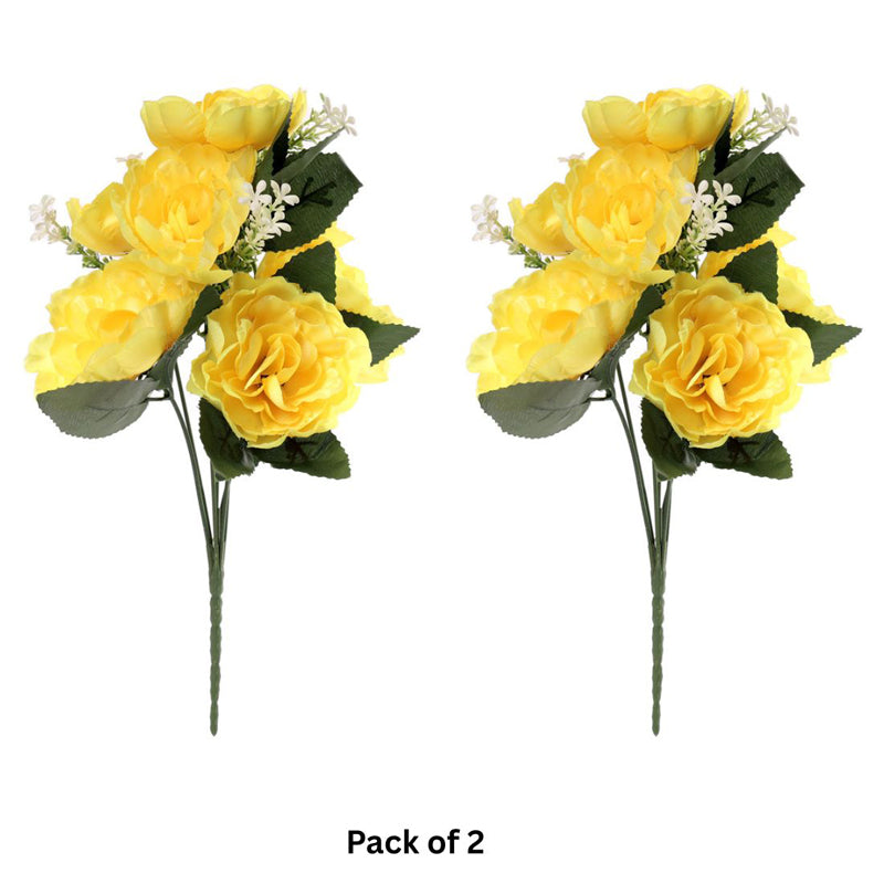 Fiora Artificial Rose (Yellow)  Set of Two media 4
