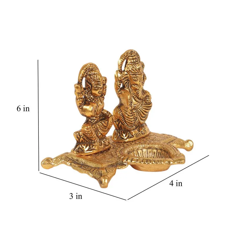 Mahalaxmi Ganesh Diya - Gold media 9