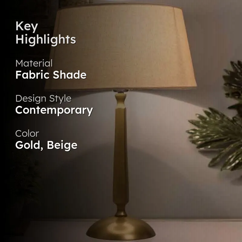 Baroque Fabric Table Lamp - Gold,Beige media 2
