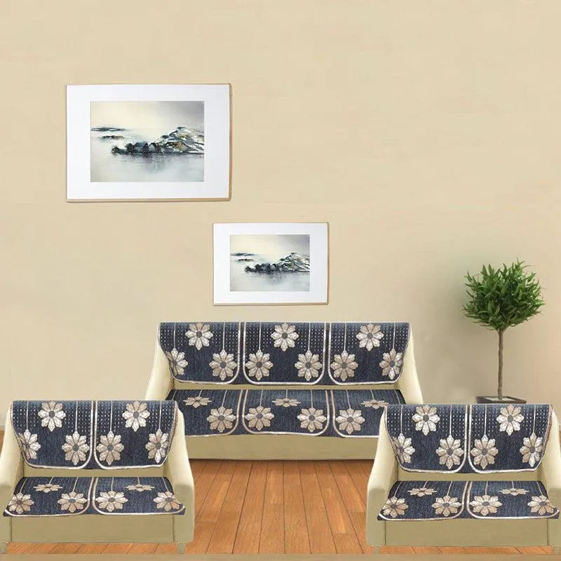Mitha Floral Sofa Cover (Dark Grey) media 1
