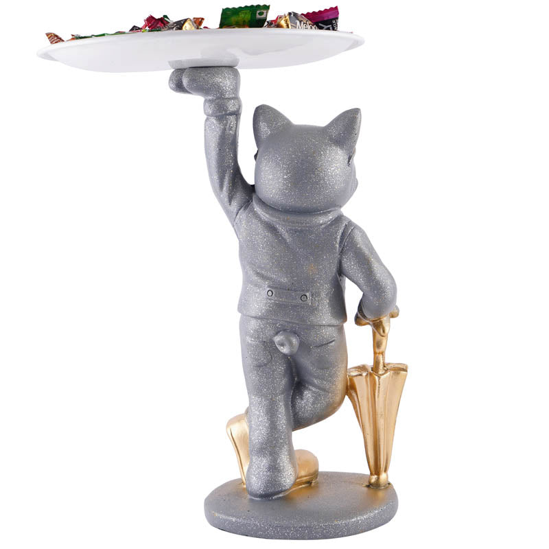 Dapper Cat Painted Polyresin Show Piece - Grey media 6