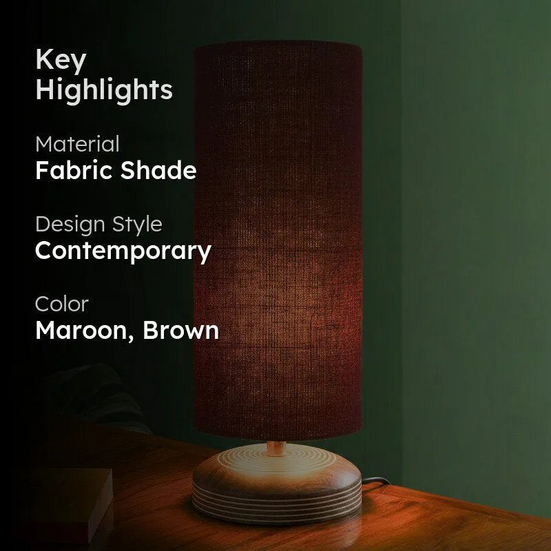 Savera Siera Fabric Table Lamp - Maroon,Brown media 2