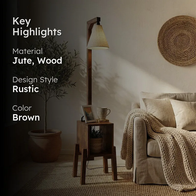 Dreyfus Wooden Floor Lamp With Shelf media 2