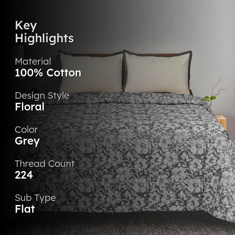Saral Home Kanan Cotton Bedsheet (Grey) - 224 TC media 2
