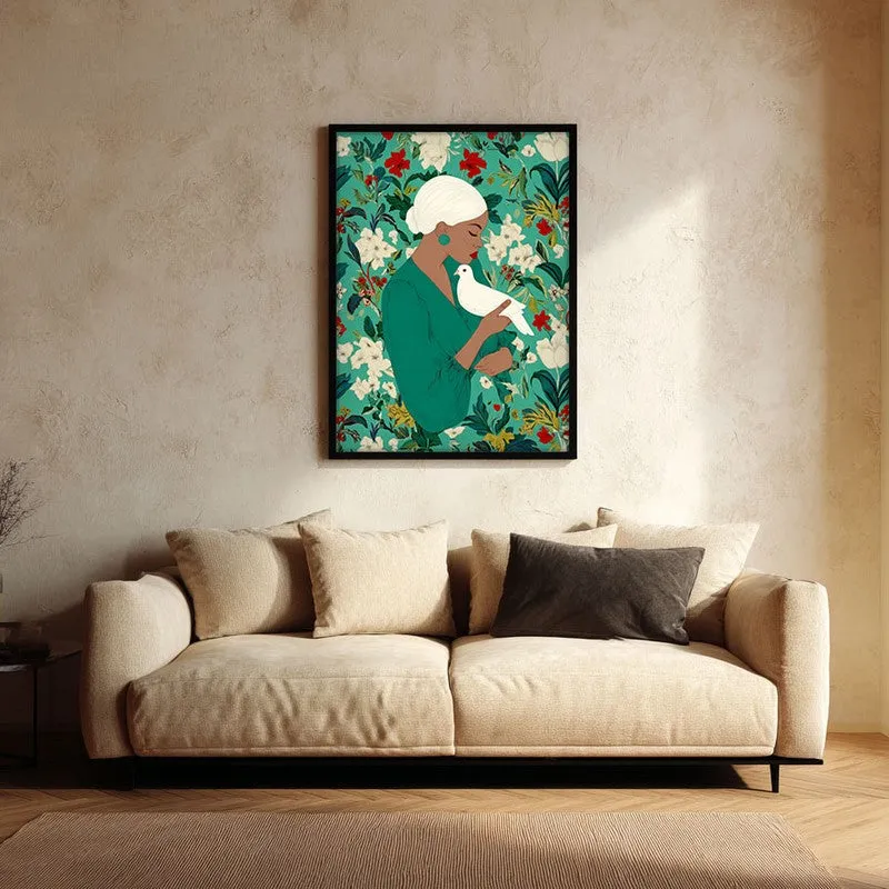 The Doves Whisper Canvas Wall Painting - Black Frame media 1
