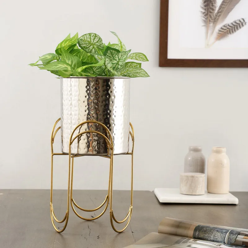 Vyra Stainless Steel Planter - Silver & Gold - 2