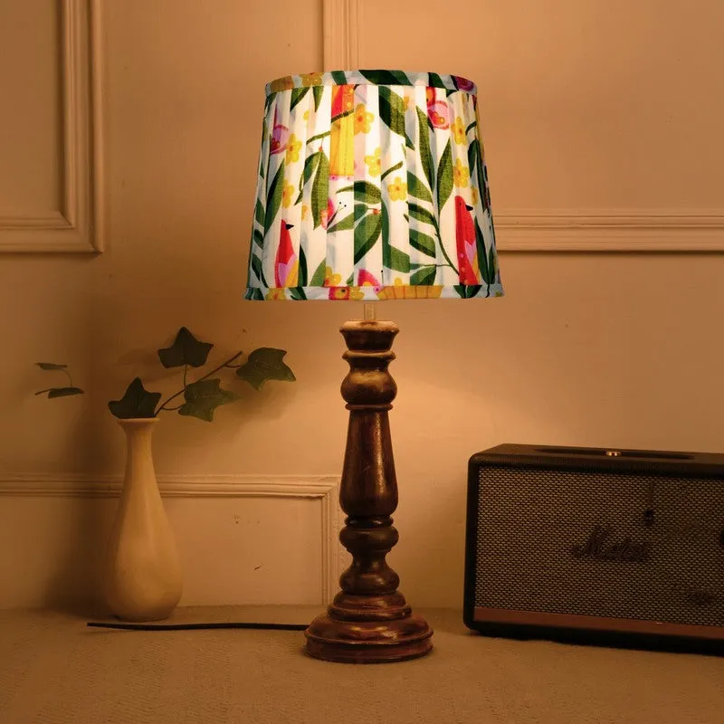 Petalway Wooden Base Cotton Table Lamp - Multicolor media 1