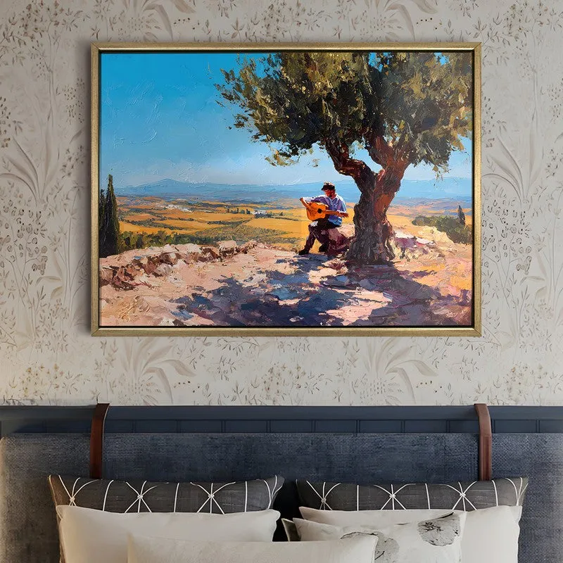Sunlit Strummer Canvas Wall Painting With Frame media 5