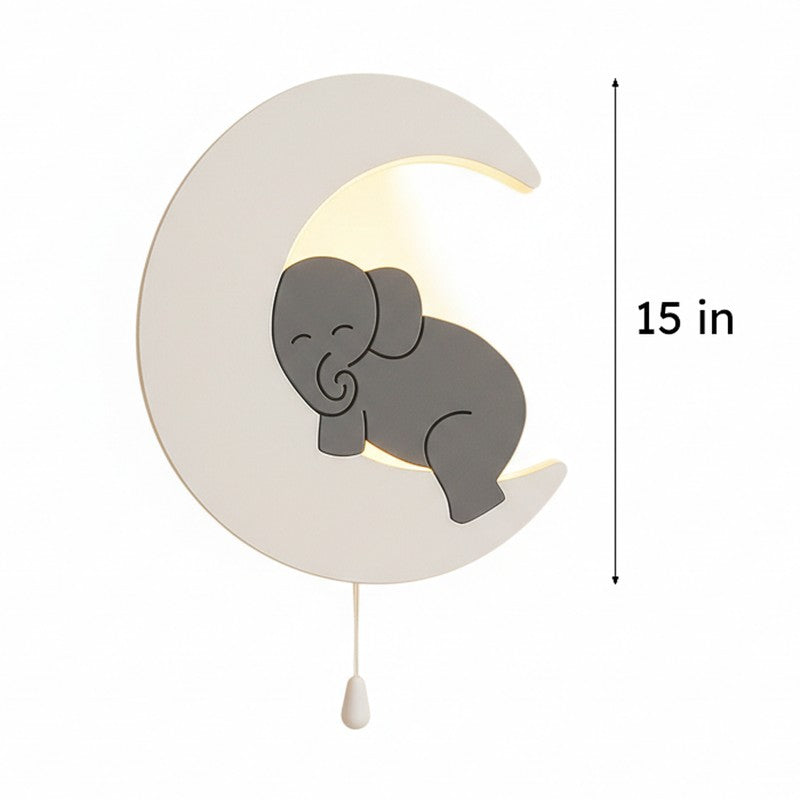 Moon Hug Elephant Battery Operated MDF Wall Lamp - Grey media 11