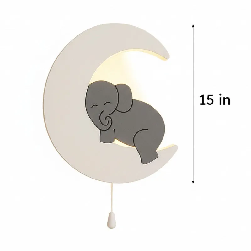 Moon Hug Elephant Battery Operated MDF Wall Lamp - Grey media 11