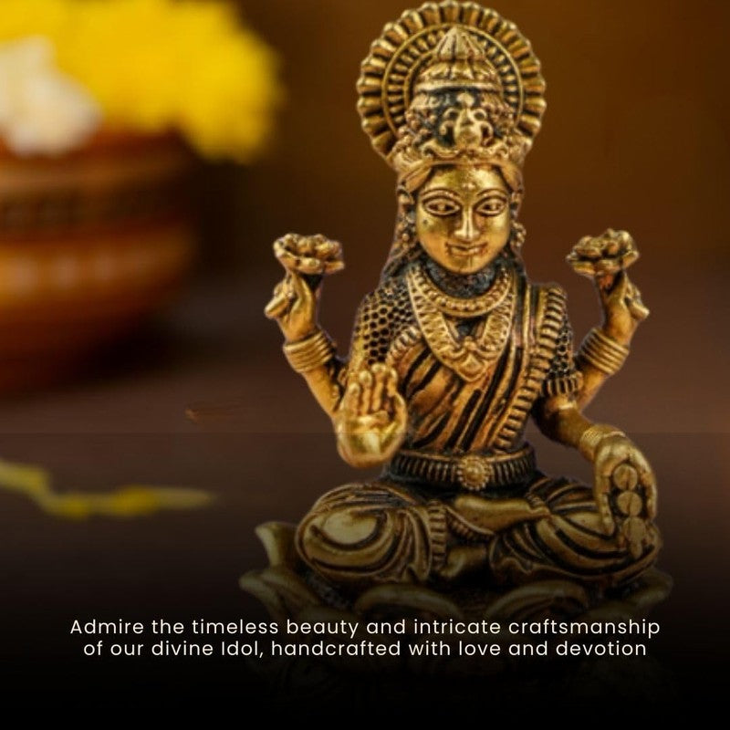 Auspicious Goddess Lakshmi Brass Idol media 5
