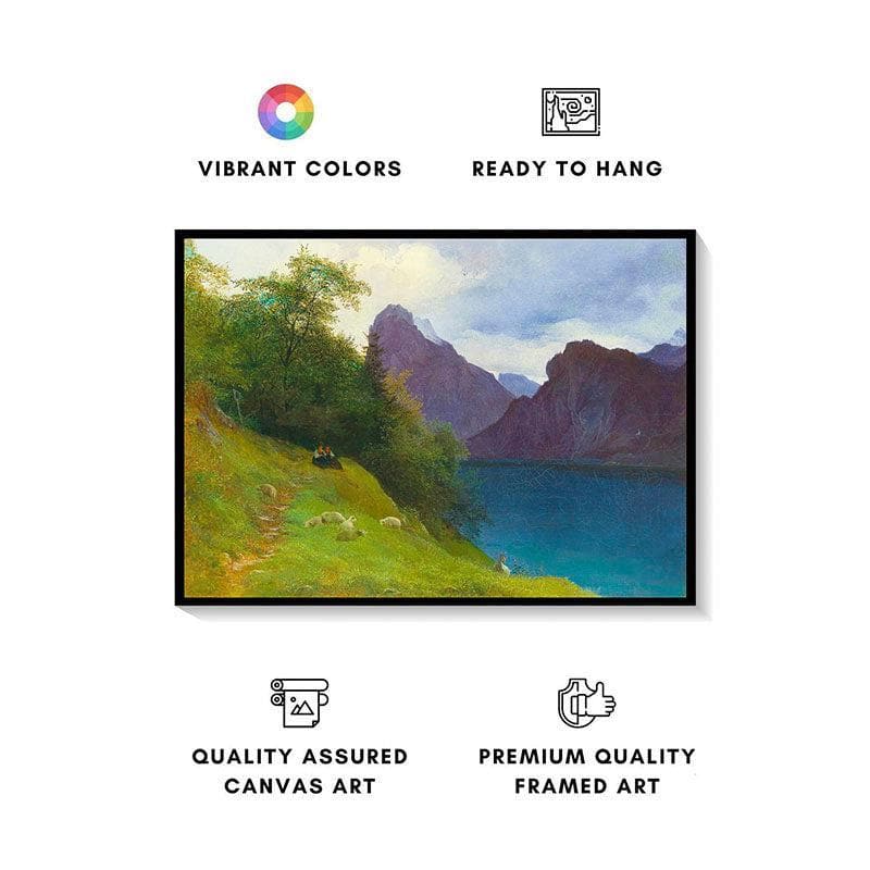 Near The River Canvas Painting - Black Frame media 4
